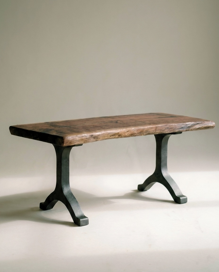 The Jamestown Bench, black walnut with Wishbone steel legs