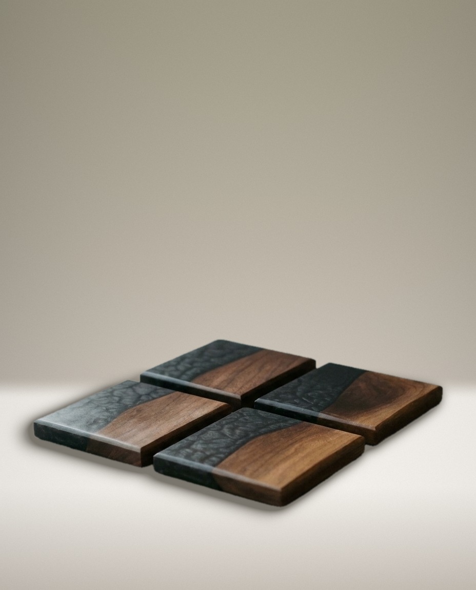 Black walnut coasters with epoxy inlay