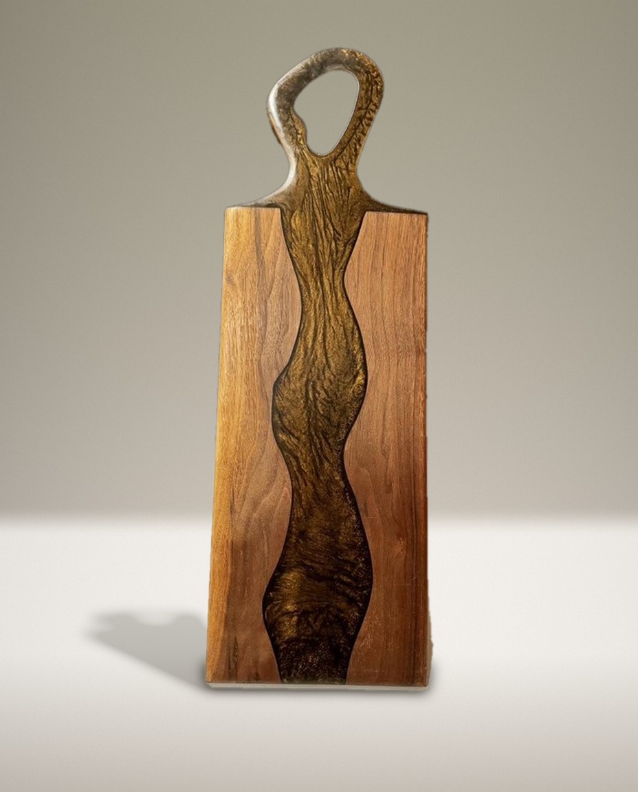 The Knightsville Charcuterie Board, black walnut with epoxy inlay running its length