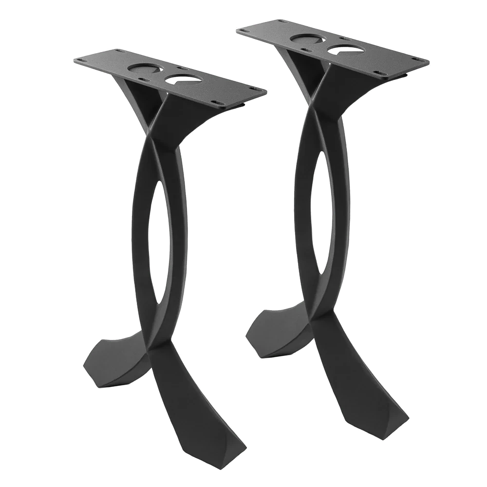 Curva matte black steel table base