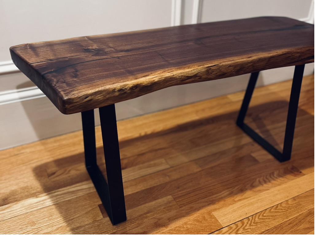 Black walnut live edge bench