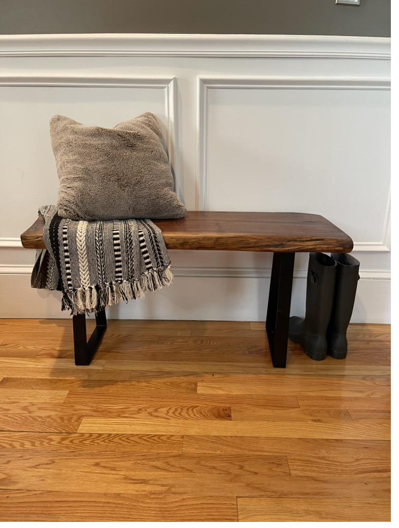 Live edge black walnut bench