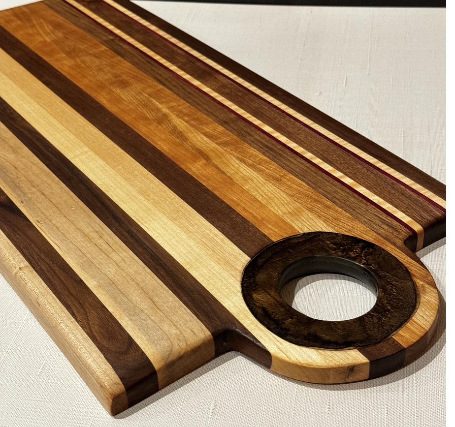 Walnut epoxy river charcuterie board