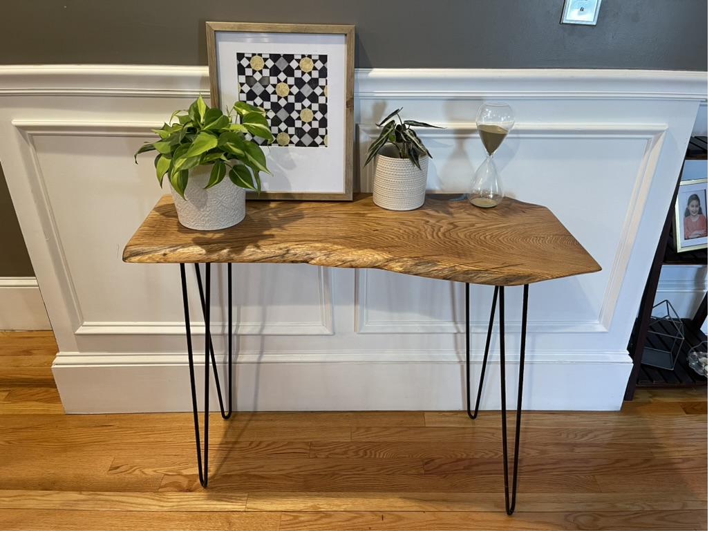 Live edge oak console table