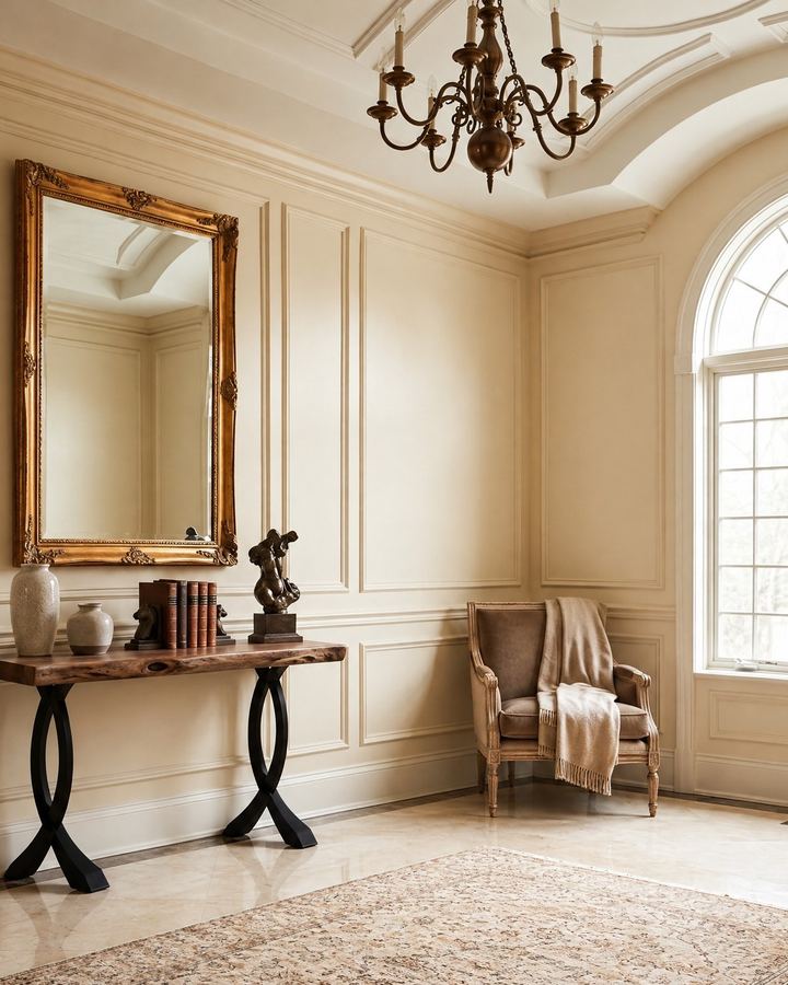 The Blackstone Console Table in a formal foyer with a gilt mirror